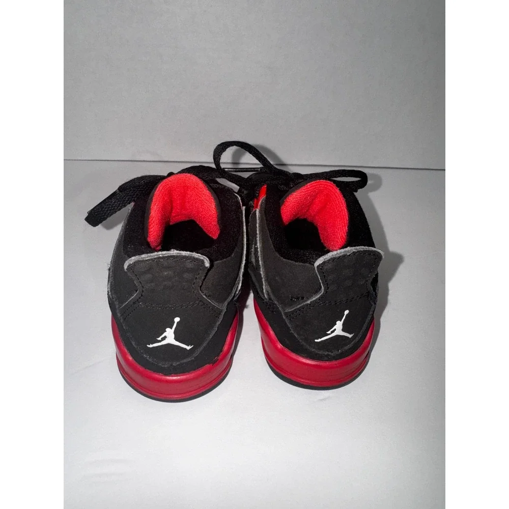 Nike Jordan 4 Retro Sneakers Black and Red Toddler Size 10 - Picture 4 of 6